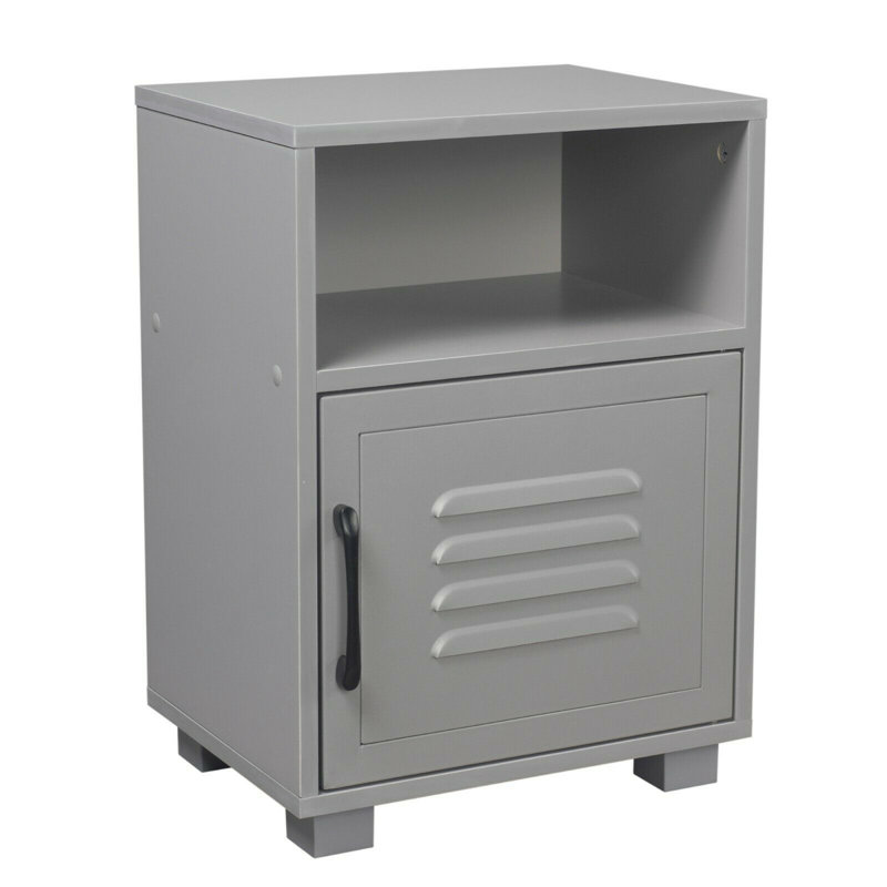 Traub 38.5cm W Manufactured Wood Bedside Table, Grey