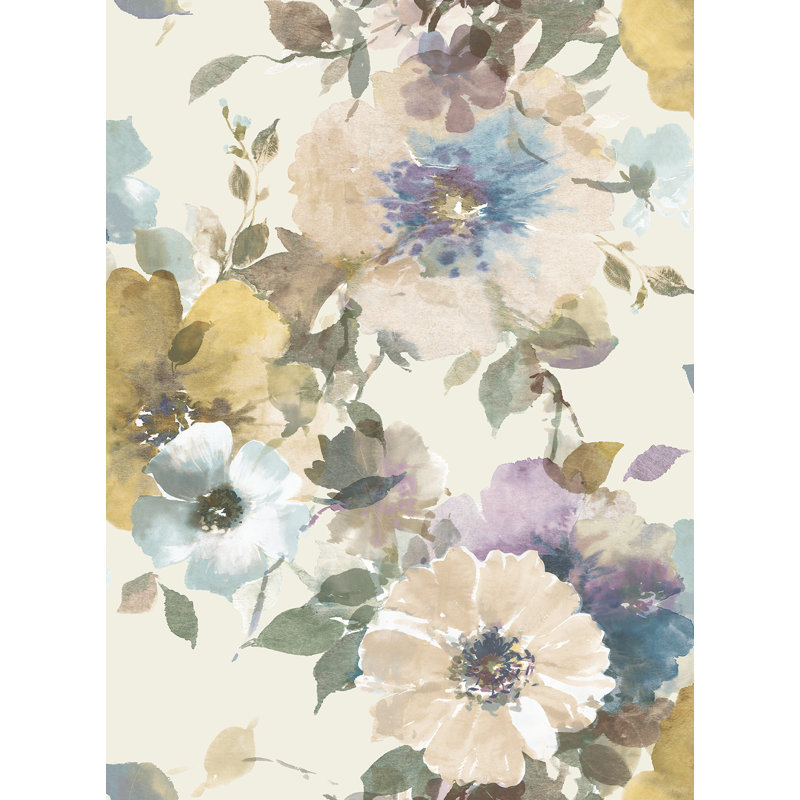 Rouleau de papier peint L 33 pi x l 20,5 po Chester, Bleu métallique / Vert forêt / Beige, L 33 po x l 20,5 po