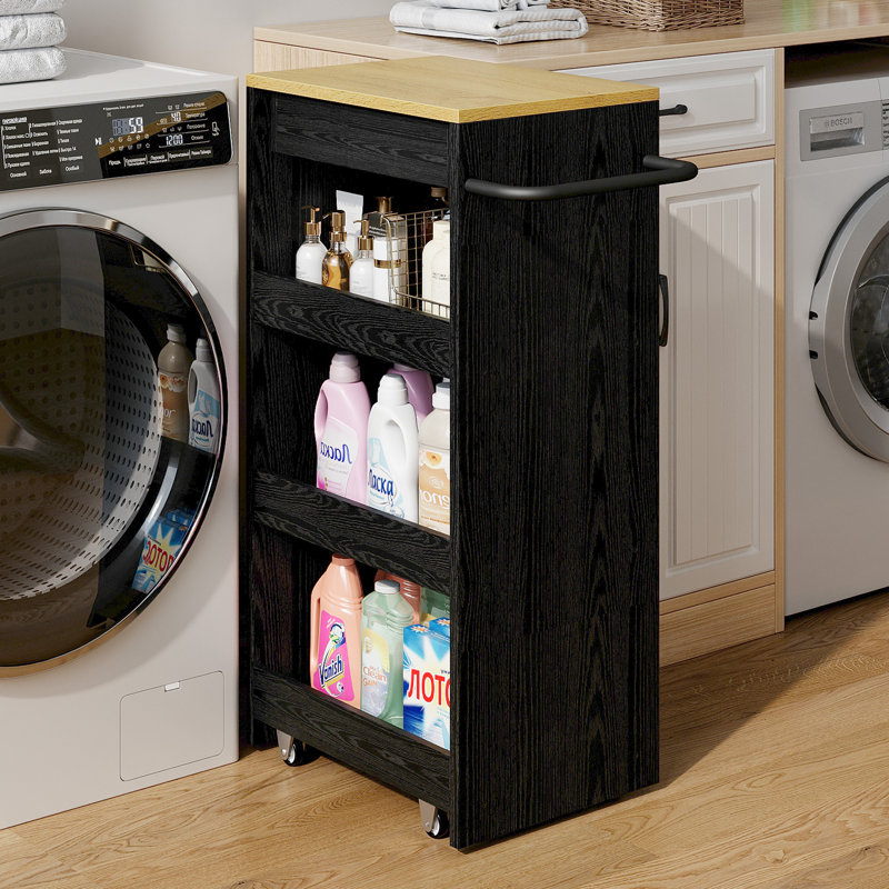 Chariot de cuisine roulant avec roulettes silencieuses, l 15,8 po x H 31,5 po, îlot de cuisine avec tablettes coulissantes et tiroir de rangement pour la cuisine, la salle de bain et la salle de lavage