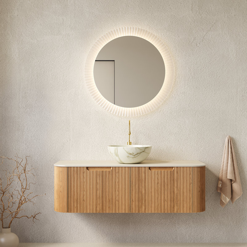 Meuble-lavabo flottant 48 po, Bois naturel, L 48 po, Beige