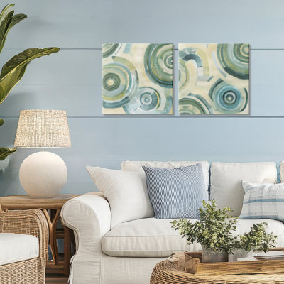 Ensemble de 2 toiles Modern Passiflora Circles, design par Grace Popp