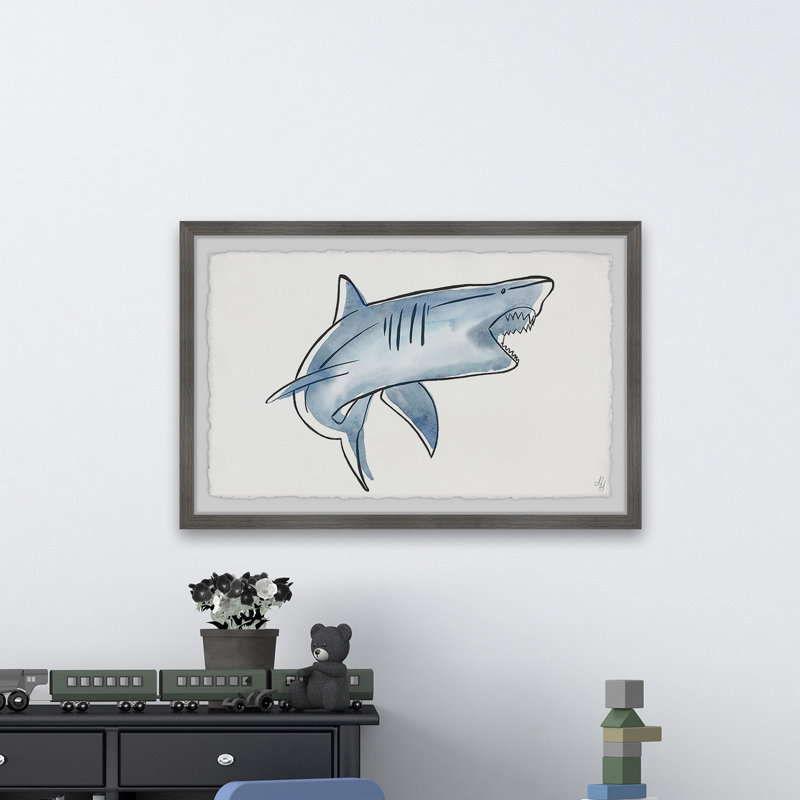 Cimino «Biting Shark», reproduction encadrée, H 24 po x l 36 po x P 1,5 po
