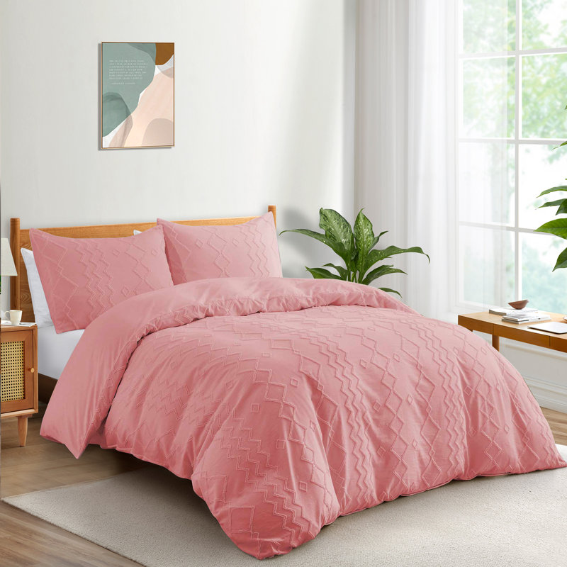 Ensemble de housse de couette en microfibre , Grand, Rose