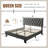 Queen Upholstered Bed Frame with Headboard, Button Tufted Linen Bed Base, Platform Bed with Wood Slat, Heavy Duty, Easy Assembly, No Box Spring Needed, Dark Grey-1760463003-1760463004