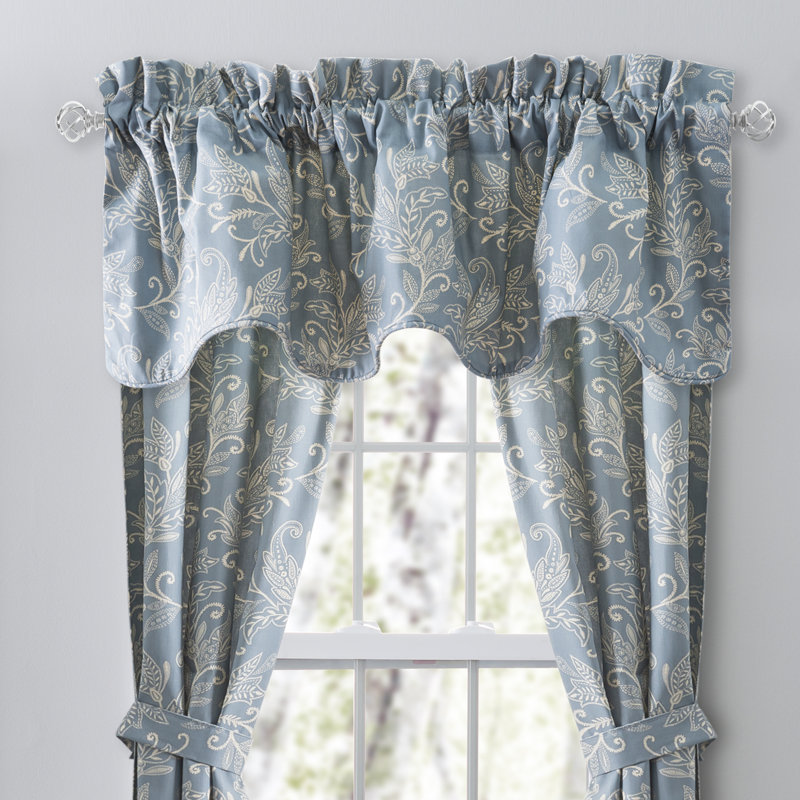 Sanita Cotton Floral Scalloped Window Valance, Blue
