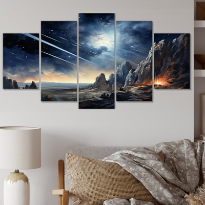 Météores pluie de lumière IV - Décoration murale paysages - 5 panneaux