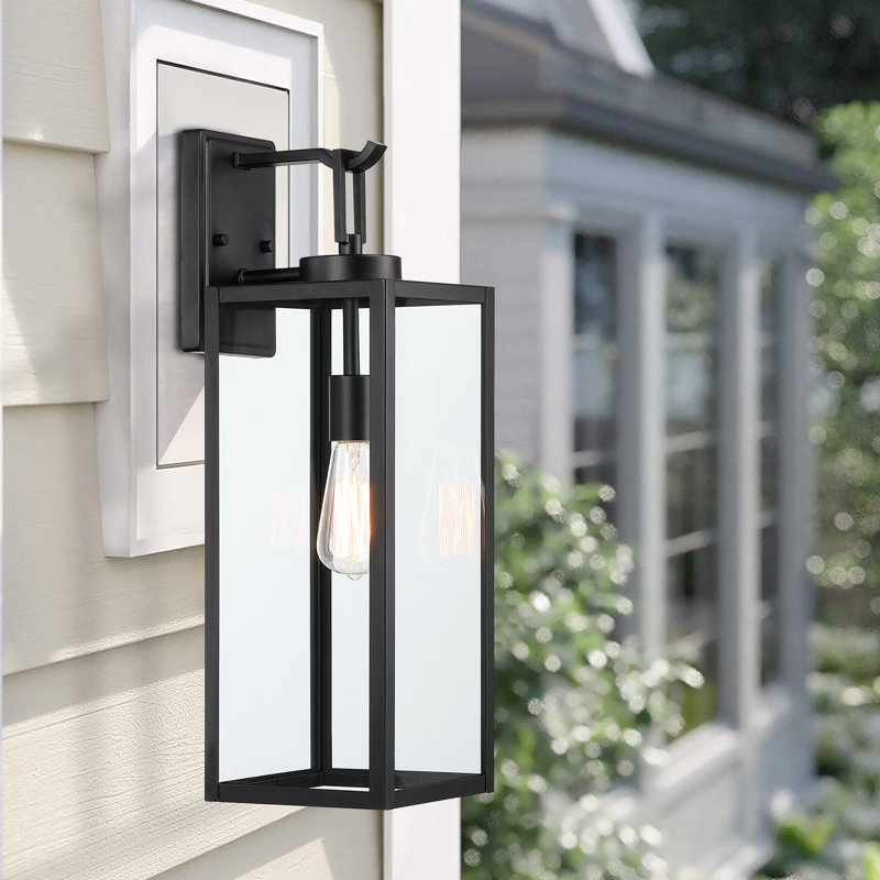 Schlesinger Matte Black Outdoor Wall Lantern, 56.7cm H x 17.8cm W x 22.1cm D