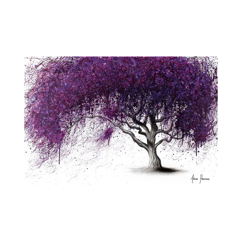 Violet Shadows by Ashvin Harrison - Painting on Canvas, 20.32 cm H x 30.48 cm W, Wrapped Canvas