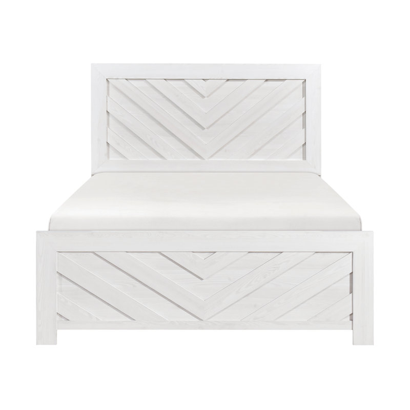 Mobilier de chambre à coucher rustique à panneau en bois 1pc, lit dans une boîte, Blanc, Grand lit