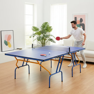 Table de tennis de table, table de ping-pong pliable et portative 8 pi x 4 pi avec 2 raquettes de tennis de table, 3 balles et filet pour une utilisation intérieure et extérieure