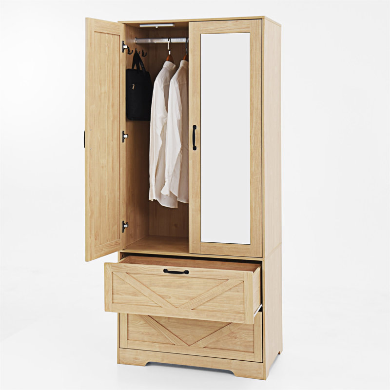 Armoire 2 portes en bois avec miroir