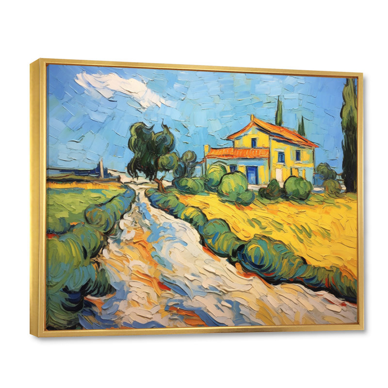 Vangogh, la maison jaune à Arles III, encadrée sur toile par Vincent Van Gogh, peinture, H 34 po x l 44 po x P 1,5 po