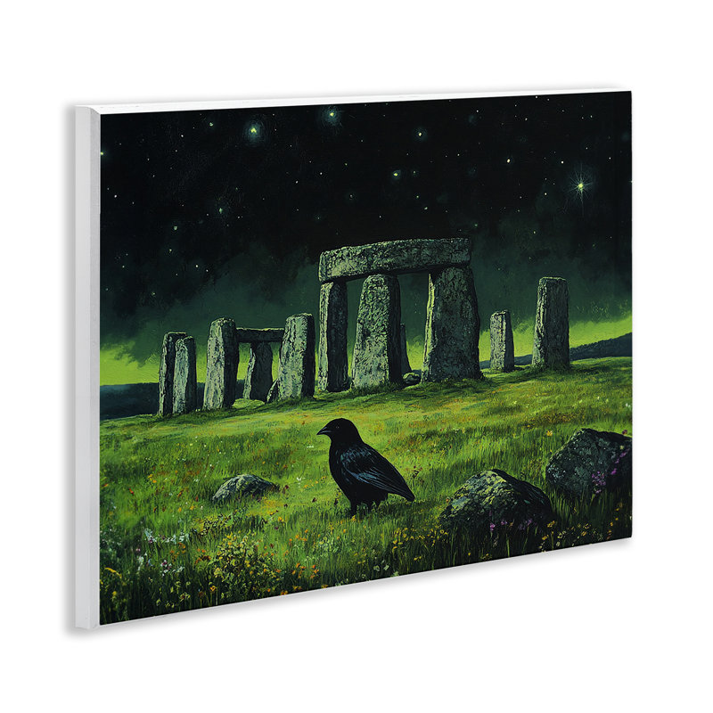 Plaque murale Crow & Stonehenge la nuit, design par Tom Crehan