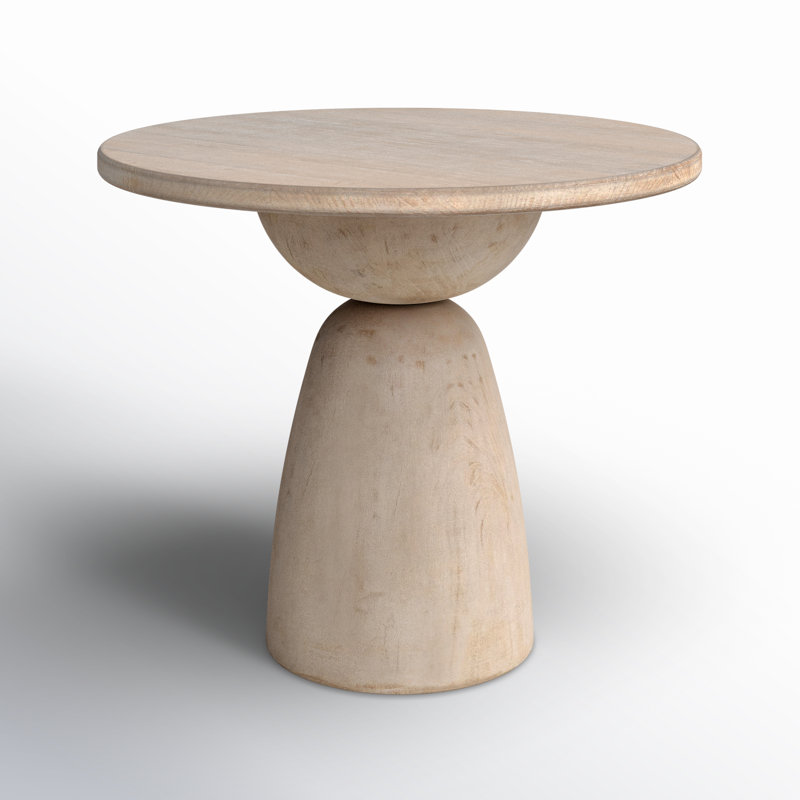 Balak Reclaimed Pine Round Modern Hourglass Bistro Dining Table, White, 30'' H x 36" L x 36" W