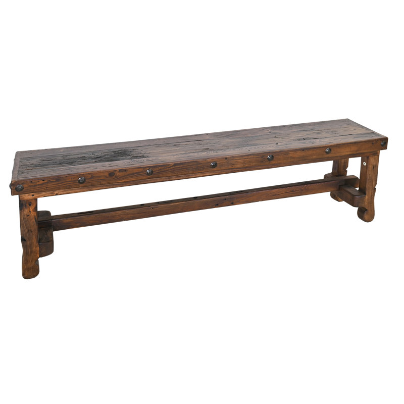Long Rustic Solid Wood Bench