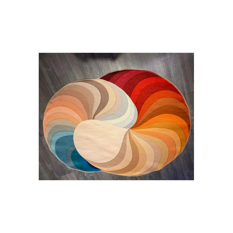 Colorful Abstract Pattern Decorative Non-Slip Base Diameter Washable Carpet, Novelty 3'4" x 5'
