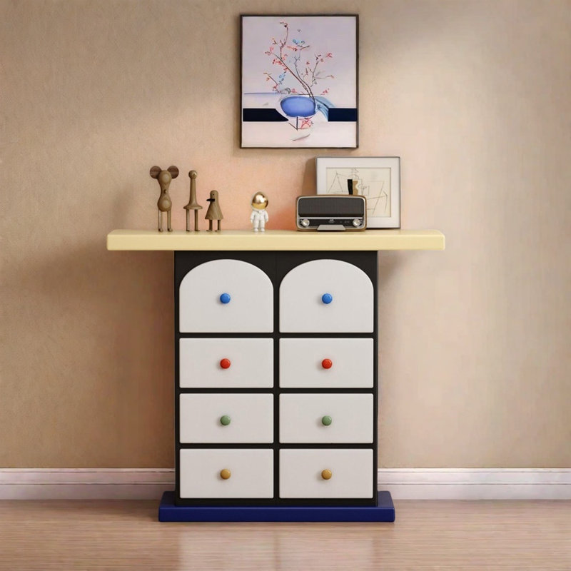 Eight-Drawer Entryway Cabinet, Navy/Beige