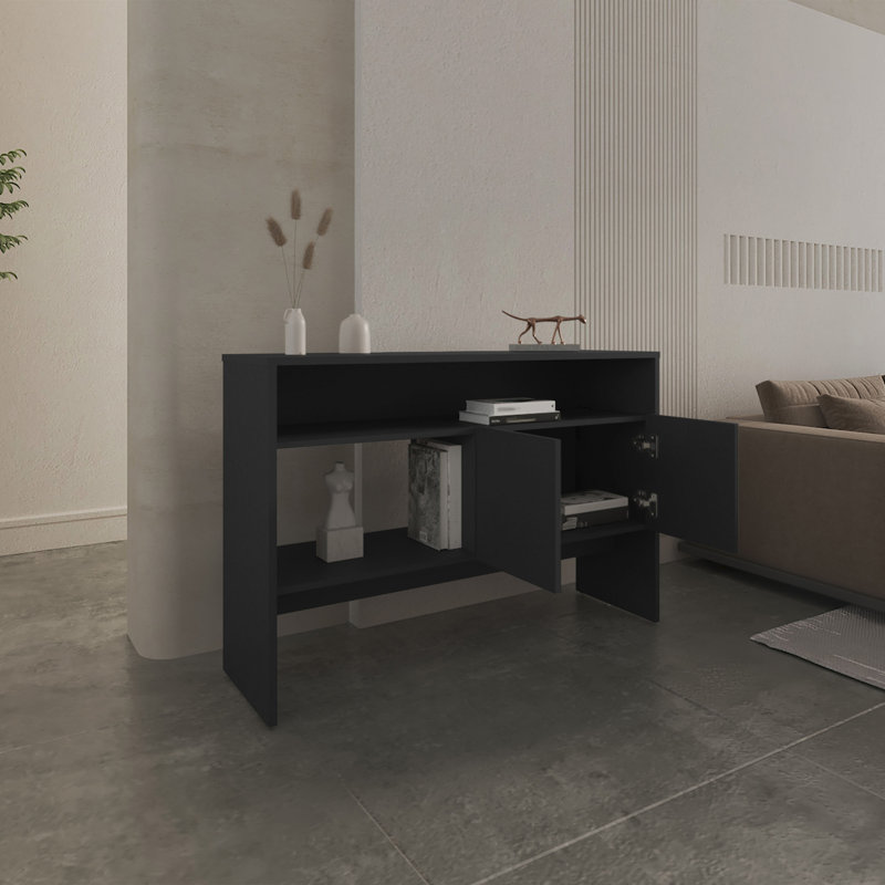 Console H 31,8 po, avec 2 portes et 3 tablettes, Noir