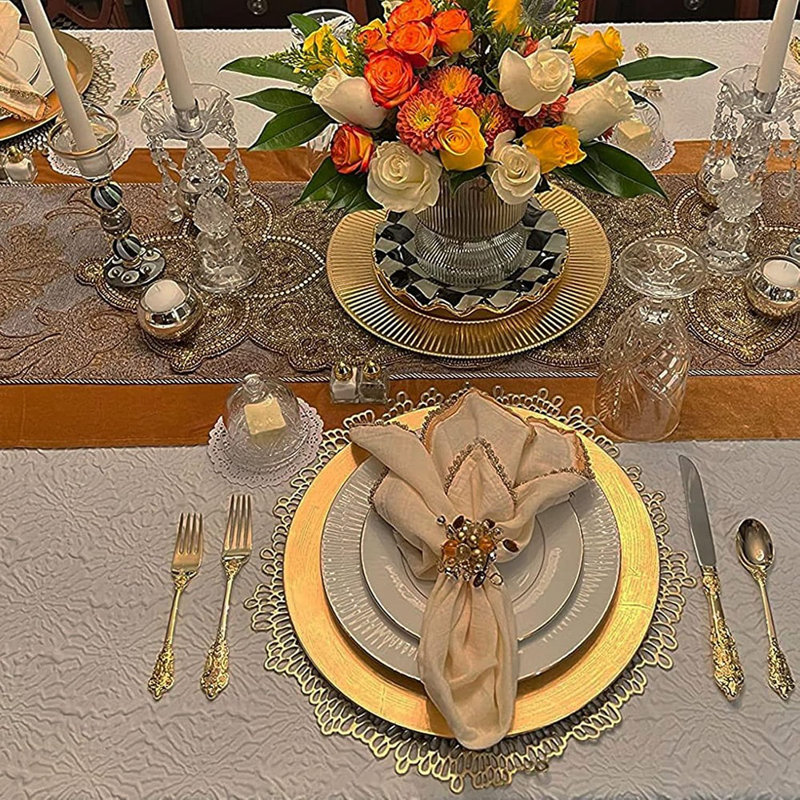 Chemin de table - doré - velours luxueux, tissu doux, revêtement en lin de table, réception de mariage / chemins de table