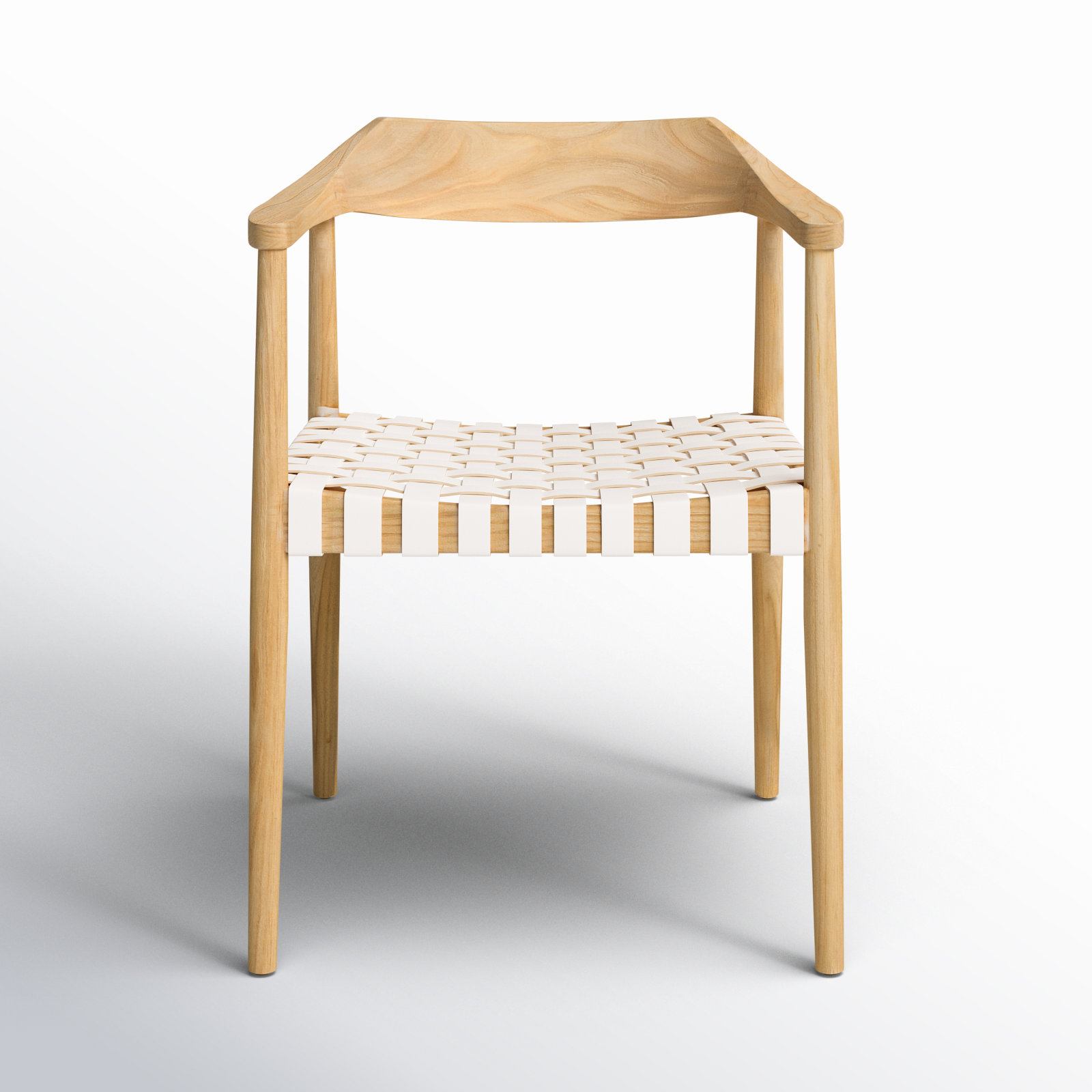 Noreen Accent Chair, White Genuine Leather, Oak