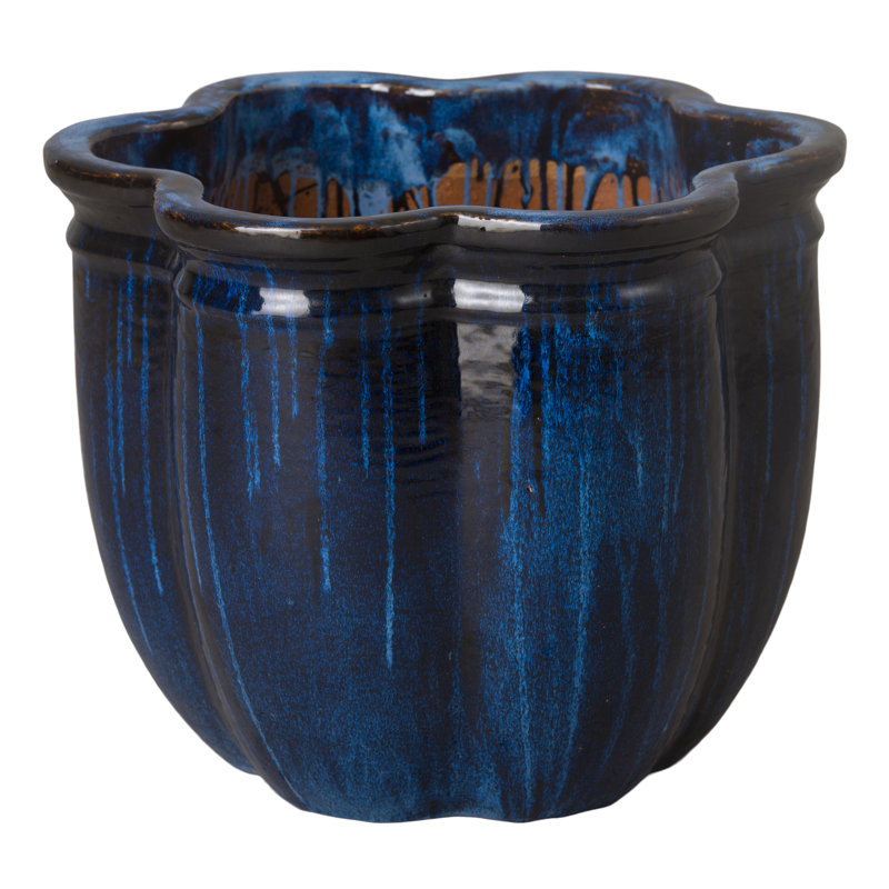Prathersville Handmade Ceramic Pot Planter, Blue, 16" H x 20" W x 20" D