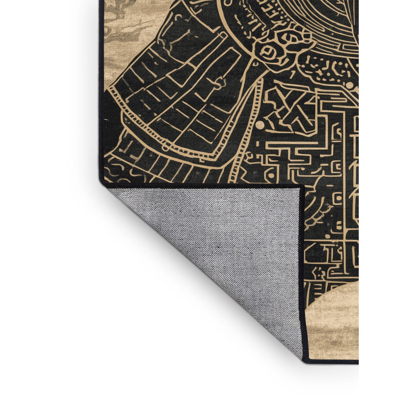 Tapis oriental noir lavable à la machine Orrville Genghis, 2 x 5