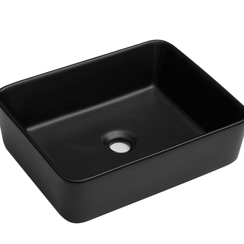 Rectangular Ceramic Vessel Bathroom Sink 19X15x5.5" - Black Countertop Install Installation Type, Black