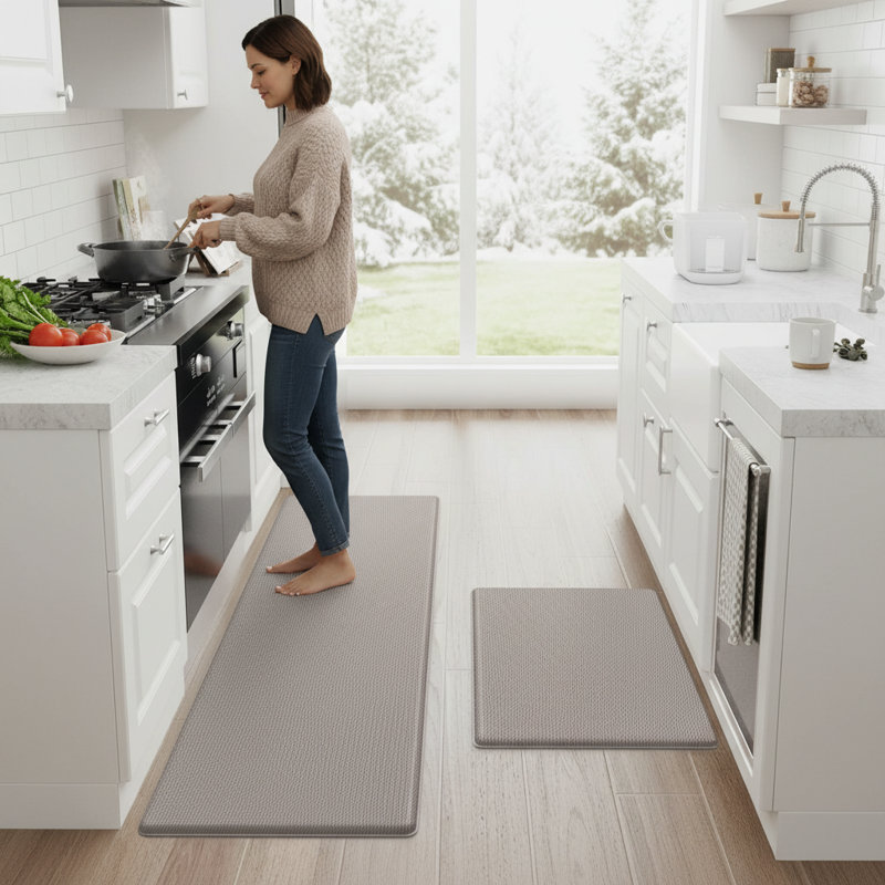 Paquet de 2 tapis de cuisine anti-fatigue 17,3 po x 30 po + 17,3 po x 47 po pour tapis de cuisine, de plancher et de bureau