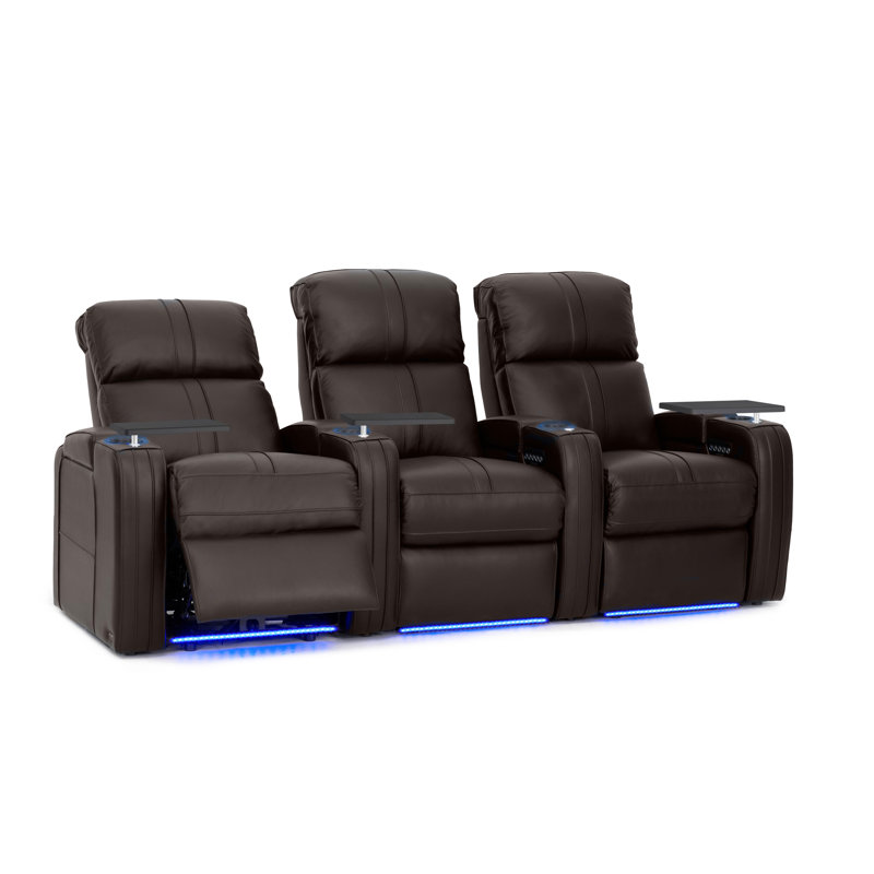 Canapé power home, Cuir véritable, Brun