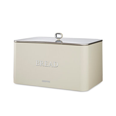 GEEPAS RetroVive Bread Bin 13L | Carbon Steel Container with Removable Lid & Easy-to-Lift Lid Handle | Easy Clean Design Preserves Loaves Fresh Longer | Shields from Dust Mites | Storage Box