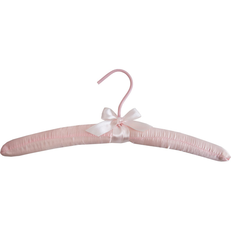Cintre satiné avec crochet enduit de vinyle, Rose, 12