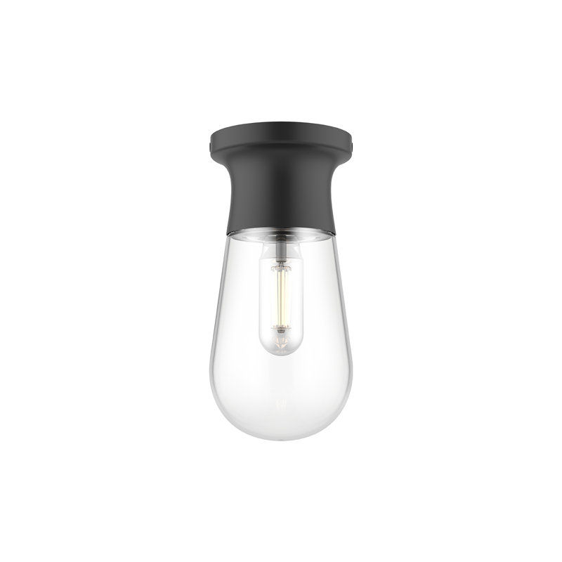 Marcel Glass Flush Mount, Matte Black