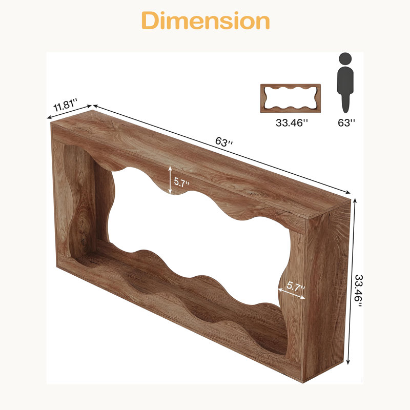 Table basse rétro, table basse étroite, table d'entrée de style vague, Wood