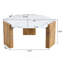 Table basse hexagonale de 31 pouces de style moderne avec surface en marbre blanc