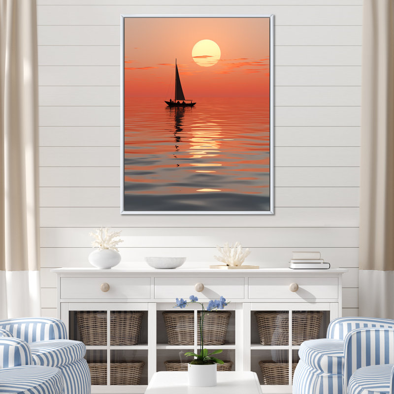 Coastal Sunset Serenity sur impression sur toile, Cadre flottant blanc, H 20 po x l 12 po x P 1 po