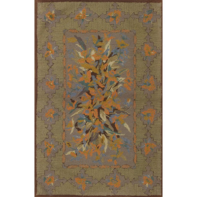 Hooked Small Scatter Size Antique American Wool 1930s Rug