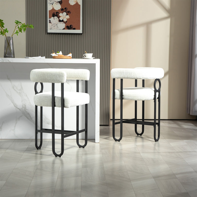 Tabourets en chenille, Beige, 1
