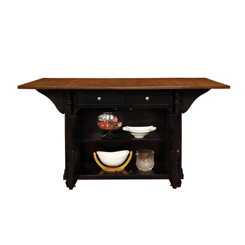Slater 2-drawer Drop Leaf Kitchen Island Table, Black