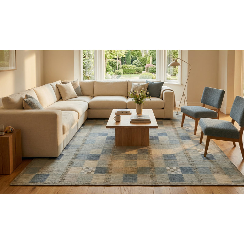 Scandinavian Wool Geometric Area Rug, Rectangle 12' x 18'