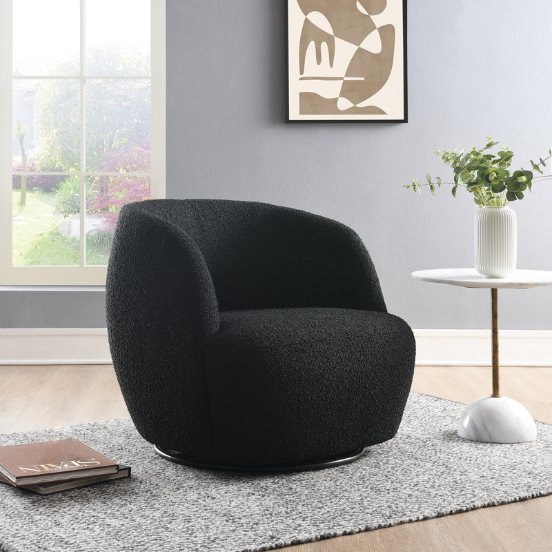 Fauteuil pivotant Claire Boucle, Polyester noir