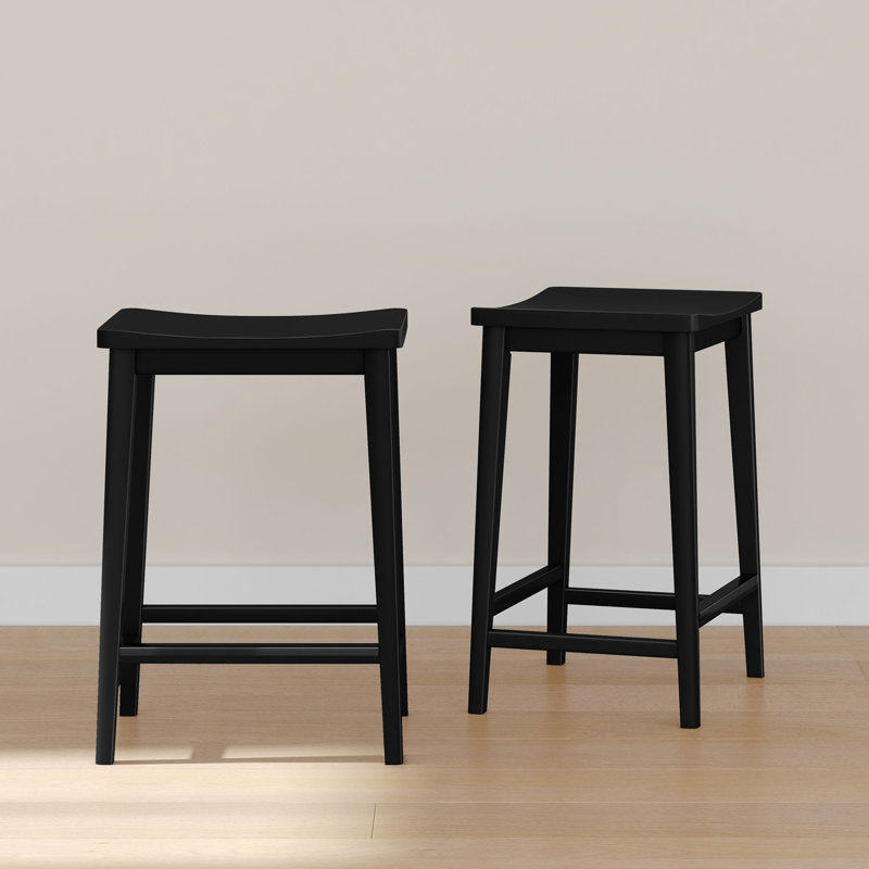 Smythe Solid Wood 24 inch Counter Stool, Black, 2