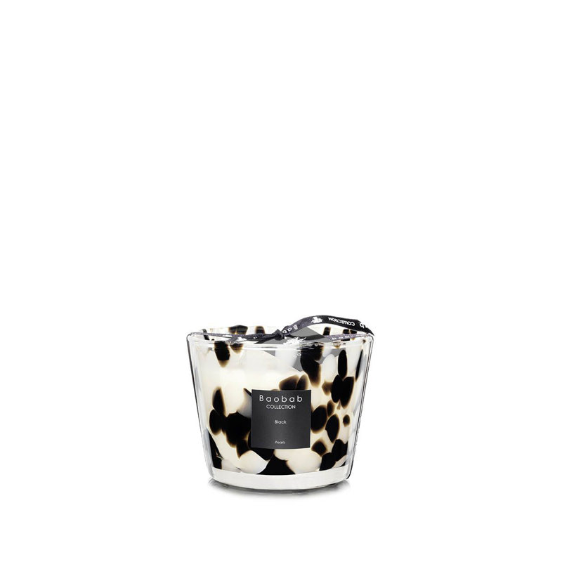 Pearls Black Candle, 3.9" H x 5.07" W x 5.07" D