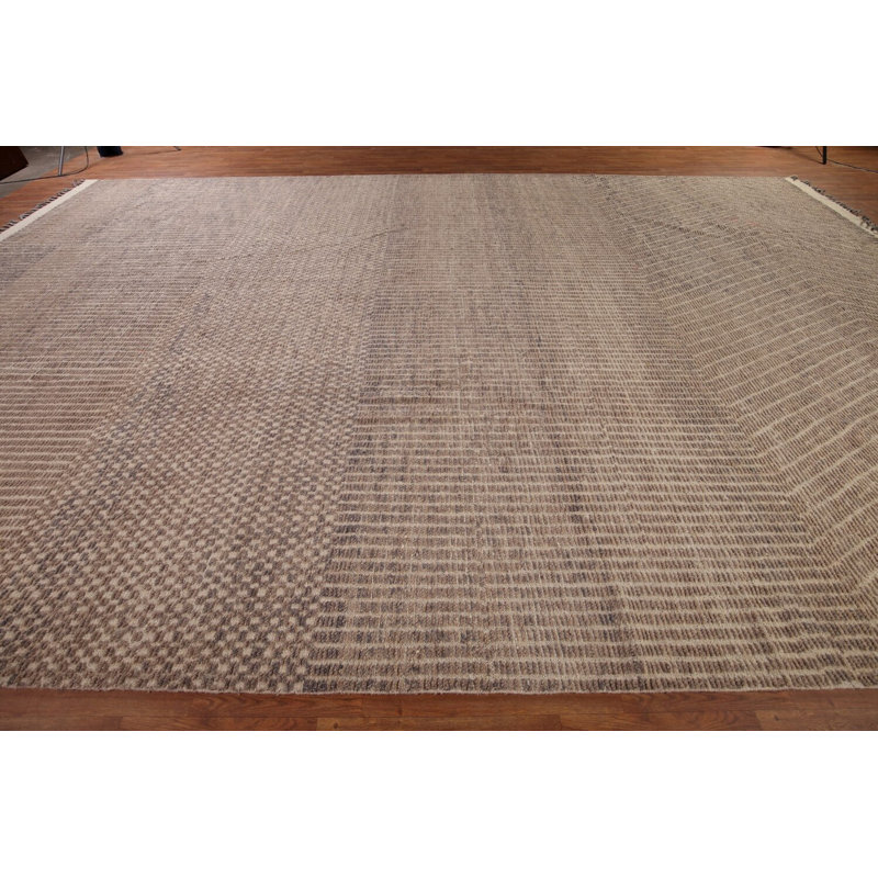 Grand tapis oriental marocain brun fait à la main 12 x 19
