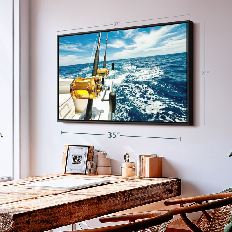 Ocean Fishing Reels Canvas Print, 25" H x 37" W