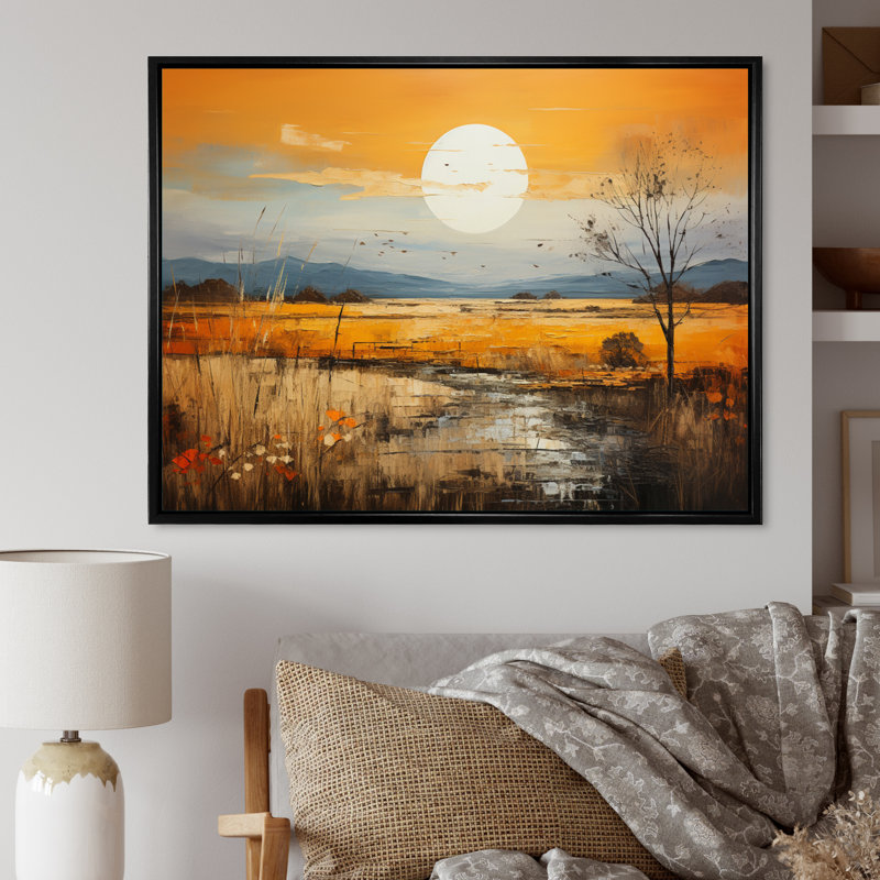 «Prairies Bliss Collage», impressions sur toile, Cadre flottant noir, H 24 po x l 32 po x P 1 po