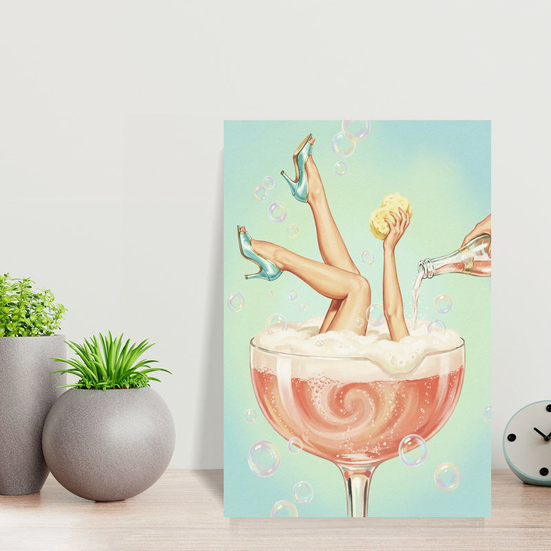 Reproduction d'art rétro rétro ludique Champagne, H 18 po x l 12 po