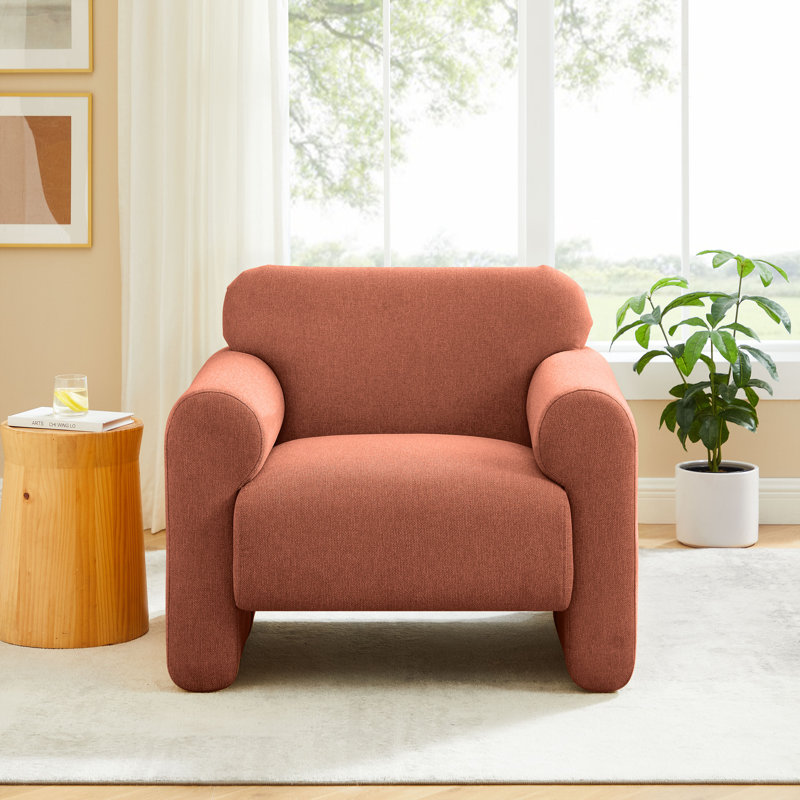 Fauteuil d'appoint rembourré 37 po Kimwana, Sergé de polyester orange rustique