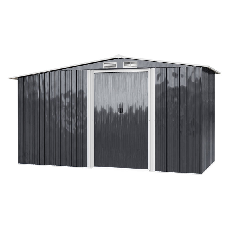 Garage Shed with Log Storage 11 ft. W x 7 ft. D Galvanised Steel