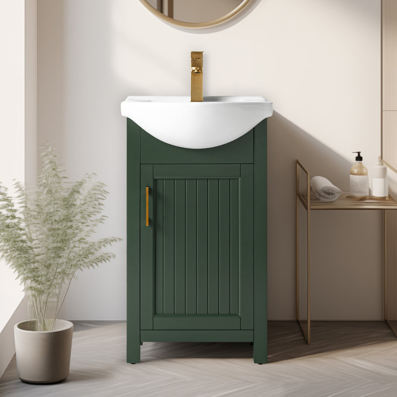 Meuble-lavabo simple 20 po avec plateau en céramique Boesch, Vert Muir