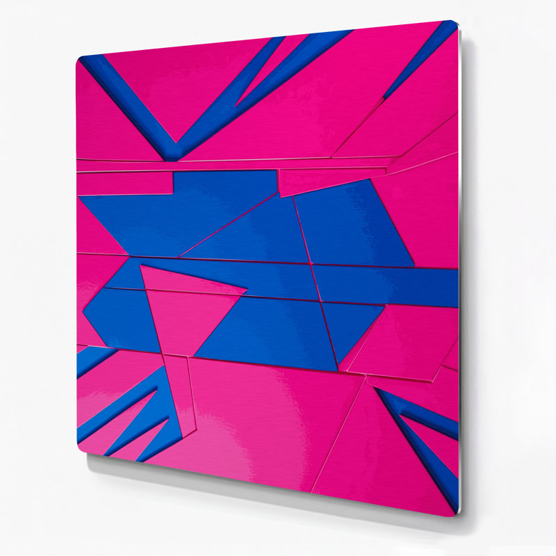 Art mural rigide en métal rose 81, H 16 po x l 16 po